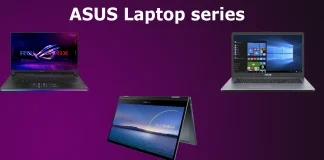 Asus bärbara datorer kategorier, serier, förklaring