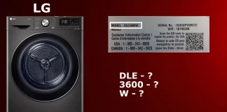 LG torktumlare modellnummer, avkodning förklaring