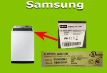 Samsung tvättmaskin modell och serienummer, uppslagning