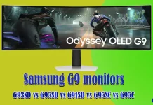 Skillnader mellan Odyssey G9 2023-2024 monitorer