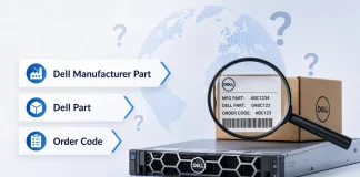 Vad betyder Dell Manufacturer Part, Dell Part och Order Code?